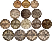 Germany Prussia Lot of 15 Silver Coins 1853 - 1873
Various Dates, Denominations & Mints; Silver; Friedrich Wilhelm IV & Wilhelm I; VF-AUNC