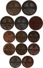 Germany Prussia Lot of 13 Coins 1864 - 1873
Various Dates, Denominations & Mints; Copper; Wilhelm I; XF-AUNC