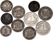 Germany Lot of 10 Coins 1892 - 1941
With Silver; Various denominations, mintmarks and metals; XF