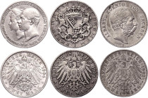 Germany 3 x 2 Mark 1902 - 1904
With Silver; Various Mintmarks & Motives