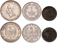 Germany Lot of 3 Coins 1925 - 1934
With Silver; Various Mintmarks & Motives; XF/AUNC