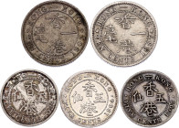 Hong Kong Lot of 5 Coins 1897 - 1933
Silver; Various Rulers; VF/XF