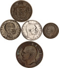 Serbia Lot of 5 Coins 1879 -1938
With Silver; XF-UNC