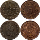 Sweden & Iceland Lot of 2 Coins 1836 & 1942
VF/XF