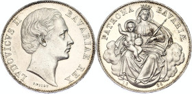 German States Bavaria 1 Vereinsthaler 1866 B
KM# 877; AKS# 176; N# 15933; Silver; Ludwig II; "Madonnentaler"; UNC with minor hairlines