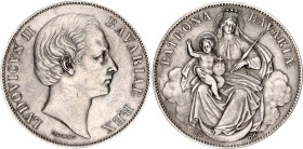 German States Bavaria 1 Vereinsthaler 1866 B
KM# 877, N# 15933; Silver; Ludwig II; "Madonnentaler"; XF/AUNC with minor hairlines