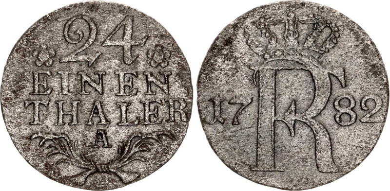 German States Prussia 1/24 Taler 1782 A
KM# 296, Schön# 13, N# 18155; Silver; F...