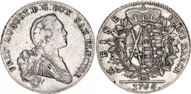 German States Saxony-Albertine 1 Taler 1766 EDC
KM# 983, Dav. 2682, N# 47132; Silver; Friedrich August III; XF