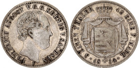 German States Saxony-Albertine 1/3 Taler 1854 F
KM# 1177, N# 40096; Silver; Friedrich August II; VF