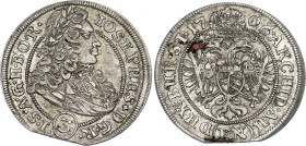 German States Silesia 3 Kreuzer 1706 FN
KM# 687, N# 18843; Silver; Joseph I; Breslau Mint; XF Clipped