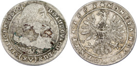 German States Silesia-Liegnitz-Brieg 15 Kreuzer 1661 EW
KM# 434, F/S# 1893, N# 112434; Silver; Christian; F, on surface the rest of other coin