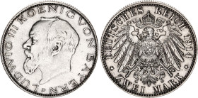 Germany - Empire Bavaria 2 Mark 1914 D
KM# 1002, N# 30080; Silver; Ludwig III; UNC with full mint luster