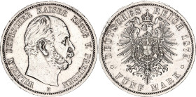 Germany - Empire Prussia 5 Mark 1875 B
KM# 503, N# 19823; Silver; Wilhelm I; XF
