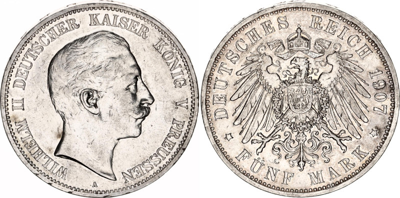 Germany - Empire Prussia 5 Mark 1907 A
KM# 523, N# 11814; Silver; Wilhelm II; X...