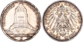 Germany - Empire Saxony - Albertine 3 Mark 1913 E NGC MS 64
KM# 1275, N# 13478; Silver; Friedrich August III; 100th Anniversary of the Battle of Leip...