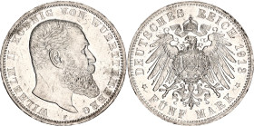 Germany - Empire Wurttemberg 5 Mark 1913 F
KM# 632, N# 15899; Silver; XF+
