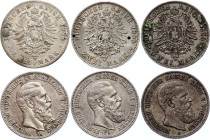 Germany - Empire 3 x 2 Mark 1888 A
Silver, lot of 3. Different conditions.