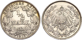 Germany - Empire 1/2 Mark 1916 G
KM# 17, AKS# 6, J. 16, N# 2340; Silver; Wilhelm II; Karlsruhe Mint; UNC