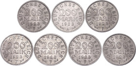 Germany - Weimar Republic 7 x 200 Mark 1923 A,F
KM# 35, N# 4688; UNC