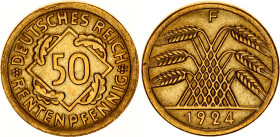 Germany - Weimar Republic 50 Rentenpfennig 1924 F
KM# 34, N# 6161; UNC with full mint luster