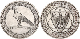 Germany - Weimar Republic 3 Reichsmark 1930 D
KM# 70, N# 15905; Silver; Liberation of Rhineland; UNC