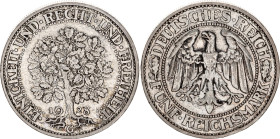 Germany - Weimar Republic 5 Reichsmark 1928 G
KM# 56, J. 331, N# 15888; Silver; Karlsruhe Mint; XF-AUNC