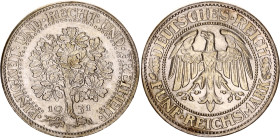 Germany - Weimar Republic 5 Reichsmark 1931 F
KM# 56, J. 331, N# 15888; Silver; Stuttgart Mint; UNC