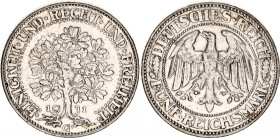 Germany - Weimar Republic 5 Reichsmark 1931 G
KM# 56, J. 331, N# 15888; Silver; Karlsruhe Mint; XF-AUNC