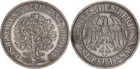 Germany - Weimar Republic 5 Reichsmark 1932 D
KM# 56, J. 331, N# 15888; Silver; Munich Mint; AUNC-