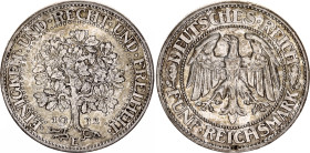 Germany - Weimar Republic 5 Reichsmark 1932 E
KM# 56, J. 331, N# 15888; Silver; Muldenhütten Mint; AUNC-