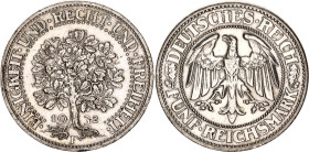 Germany - Weimar Republic 5 Reichsmark 1932 F
KM# 56, J. 331, N# 15888; Silver; Stuttgart Mint; AUNC
