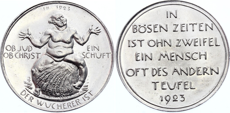 Germany - Weimar Republic Aluminium Medal Dresden 1923 Medaille auf den Wucherer...