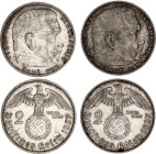 Germany - Third Reich 2 x 2 Reichsmark 1937 A, J
KM# 93, N# 3416; Silver; XF