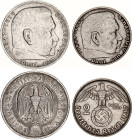 Germany - Third Reich 2 & 5 Reichsmark 1936 - 1937 A
KM# 86, 93; Silver; XF