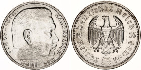 Germany - Third Reich 5 Reichsmark 1935 A
KM# 86, N# 2544; Silver; Paul von Hindenburg; UNC with full mint luster