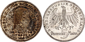 Germany - FRG 5 Deutsche Mark 1955 F
KM# 114, J. 389, Schön# 112, N# 10073; Silver; 150th Anniversary - Death of Friedrich von Schiller; Stuttgart Mi...