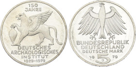 Germany - FRG 5 Deutsche Mark 1979 J
KM# 150, J. 425, Schön# 149, N# 3884; Silver; 150th Anniversary - German Archaeological Institute; Hamburg Mint;...