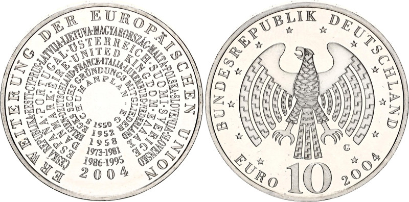 Germany - FRG 10 Euro 2004 G
KM# 231, N# 12788; Silver; Expansion of the Europe...