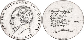 Germany - FRG Silver Medal "Johann Wolfgang von Goethe" 1982
Silver (.999) 14.89 g., 35 mm.