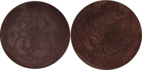 Russia 5 Kopeks 1785 EM NGC UNC DETAILS
Bit# 636, Conros# 180/47; Copper; UNC Environmental damage