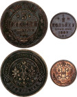 Russia 1/2 Kopek & 3 Kopeks 1897 - 1906 СПБ
Bit# 219, 293; Copper
