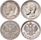 Russia 2 x 50 Kopeks 1897 - 1913
Bit# 93, 197; Silver; VF/XF