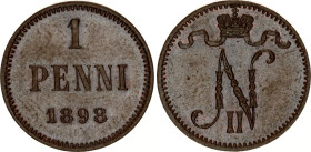 Russia - Finland 1 Penni 1898
Bit# 459, Conros# 489/23; Copper 1.29 g.; UNC Toned