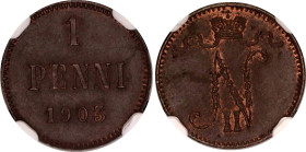 Russia - Finland 1 Penni 1903 NGC MS 64 BN
Bit# 464, Conros# 489/28; Copper; UNC