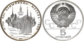 Russia - USSR 5 Roubles 1977
Y# 148, N# 28013; Silver., Proof; 1980 Summer Olympics, Moscow - Tallinn