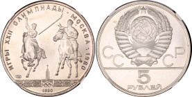 Russia - USSR 5 Roubles 1980 NGC MS 65
Y# 181, N# 32771; Silver; 1980 Summer Olympics, Moscow - Equestrian Isindi