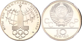 Russia - USSR 10 Roubles 1977 NGC MS 69
Y# 150, N# 31610; Silver; 1980 Summer Olympics, Moscow - Map of USSR