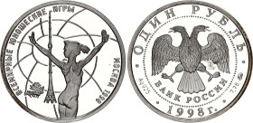 Russian Federation 1 Rouble 1998
Y# 618, N# 70886; Silver., Proof; World Youth Games, Gymnastics