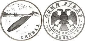 Russian Federation 1 Rouble 2002
Y# 759, N# 72924; Silver., Proof; Red Book Series, The Seywal (Whale)