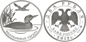 Russian Federation 2 Roubles 2012
Y# 1358, N# 80766; Silver., Proof; Red Book Series, Yellow - billed Loon